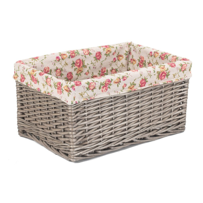 Antique Wash Garden Rose Wicker Storage Baskets