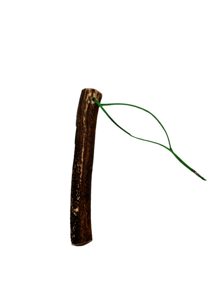A dark wood antler game priest for sale at Muntjac Trading
