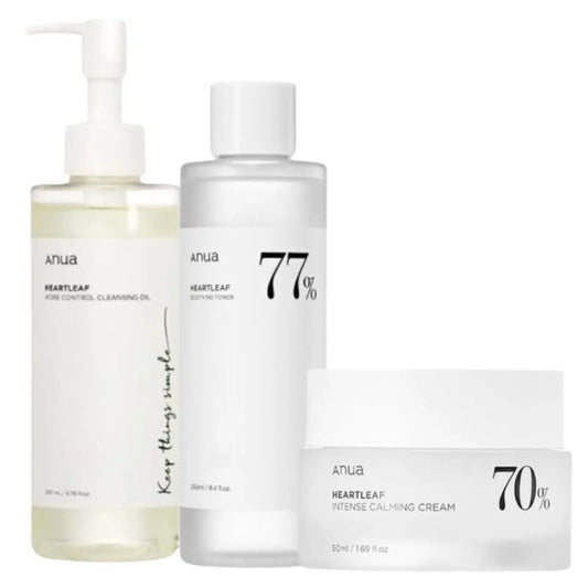 ANUA Heartleaf Set Toner, Cleansing Oil and Cream - DOKAN