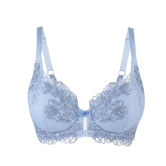 Ashley Embroidery Silk and Organic Cotton Supportive Plunge Bra, front view – Juliemay Lingerie