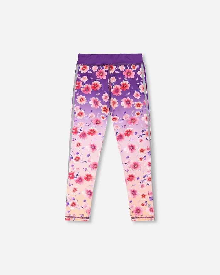 Athletic Leggings In Recycled Polyester Mauve Floral Gradient-0