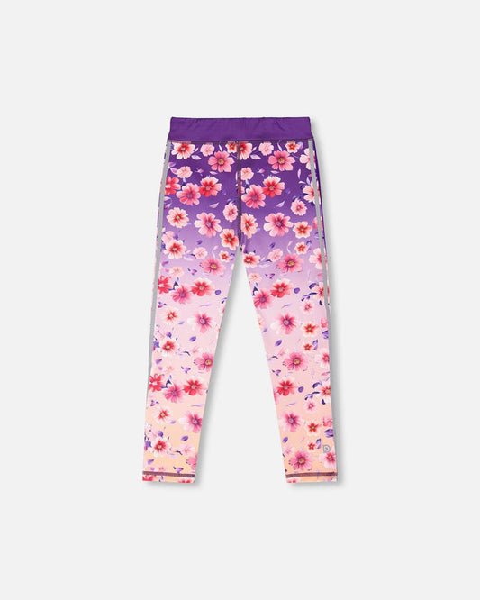 Athletic Leggings In Recycled Polyester Mauve Floral Gradient-0