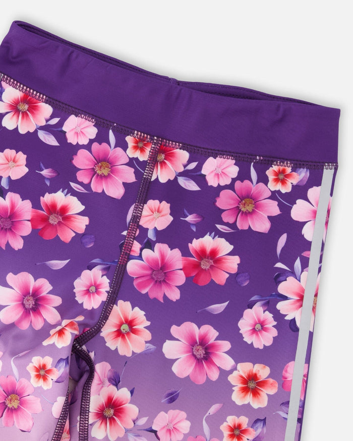 Athletic Leggings In Recycled Polyester Mauve Floral Gradient-2