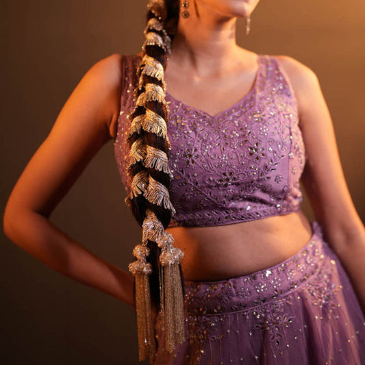 Silver tassel parandi for bridal hair - perfect for weddings, receptions, and festive occasions