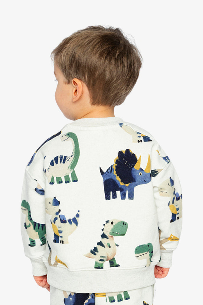 Baby Fleece Sweatshirt Beige Dinosaur Print-3