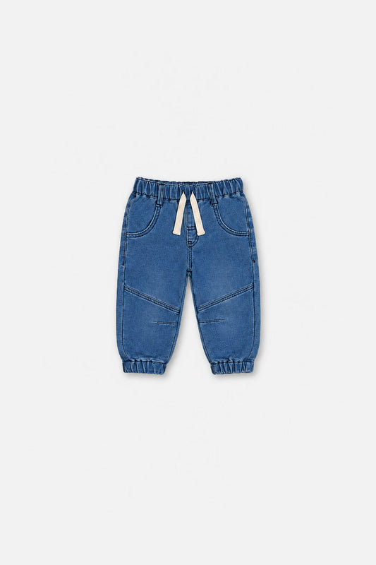 Baby French Terry Denim Jogger Pants Light Blue-0