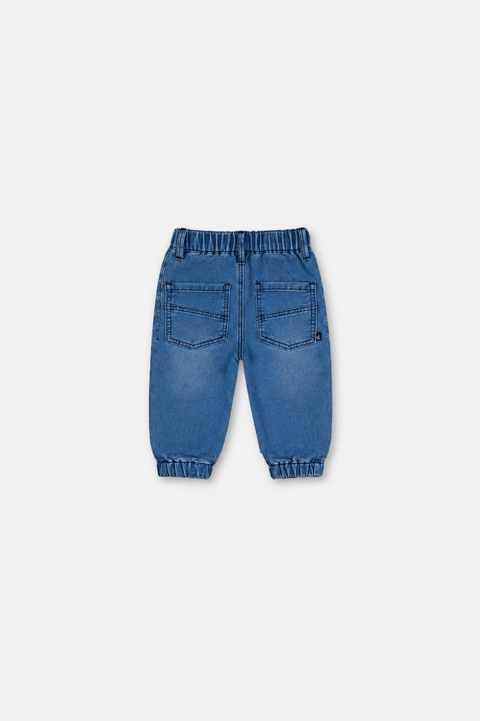 Baby French Terry Denim Jogger Pants Light Blue-1