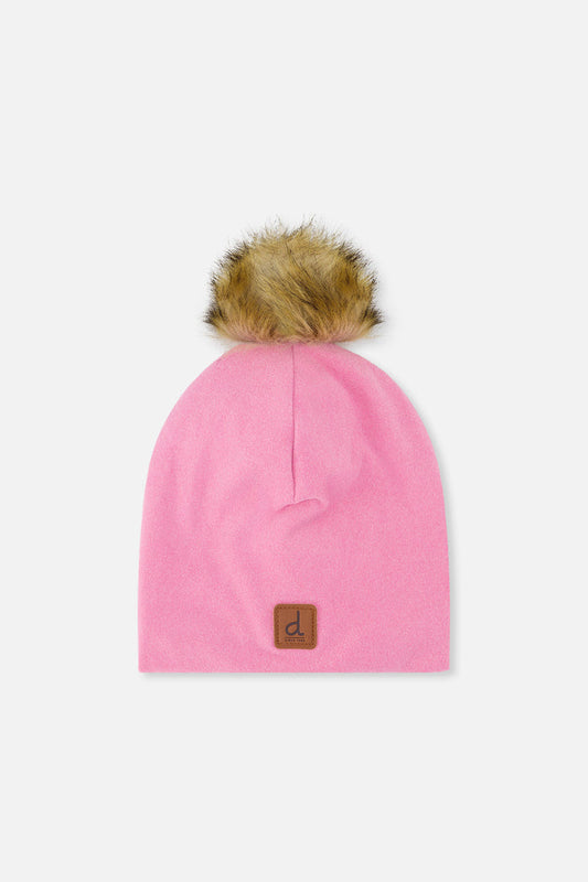 Baby Jersey Hat With Pompom Pink-0