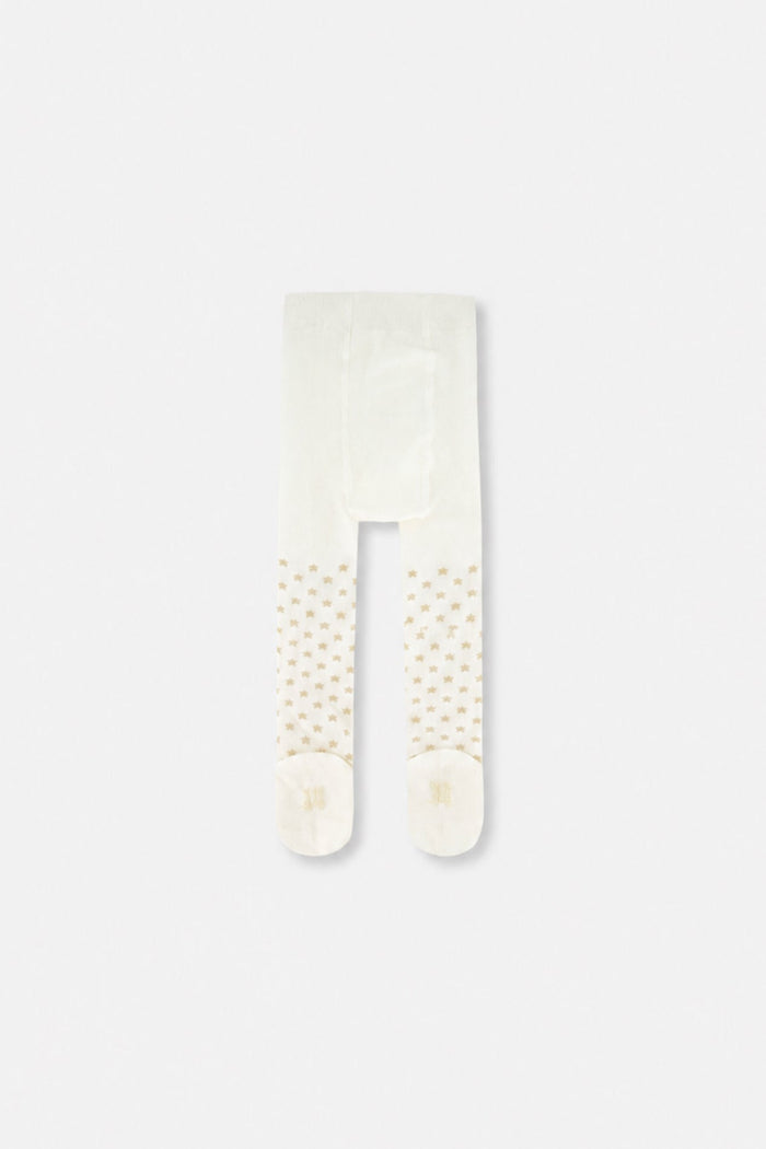 Baby Knit Heart Tights Off-White-1
