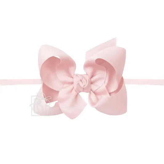 BC 4.5" Pink Grosgrain Bow on Pantyhose