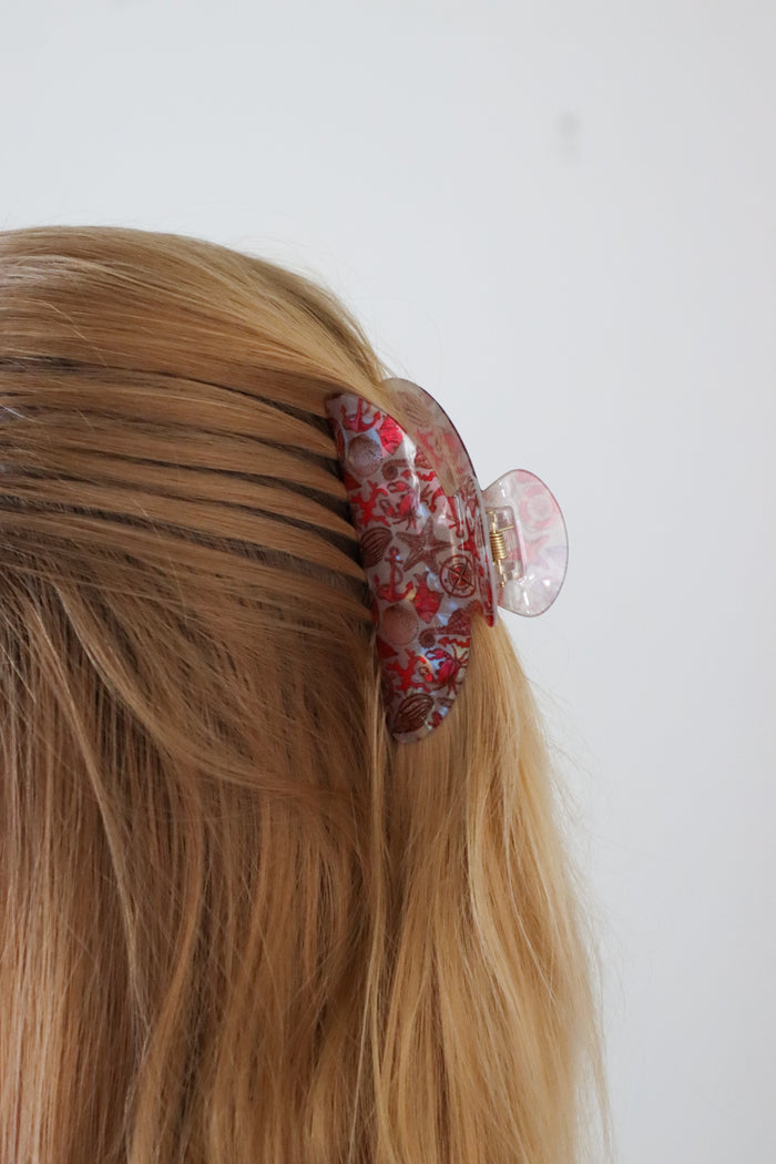 pink ocean inspired hair clip