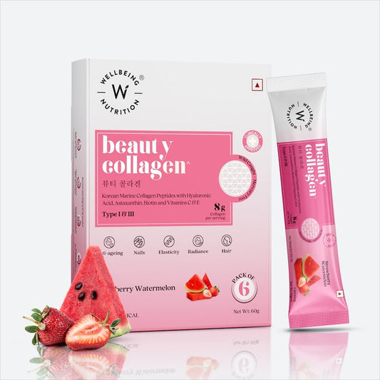 Beauty Collagen Strawberry Watermelon Flavor Sachets(Box of 6)