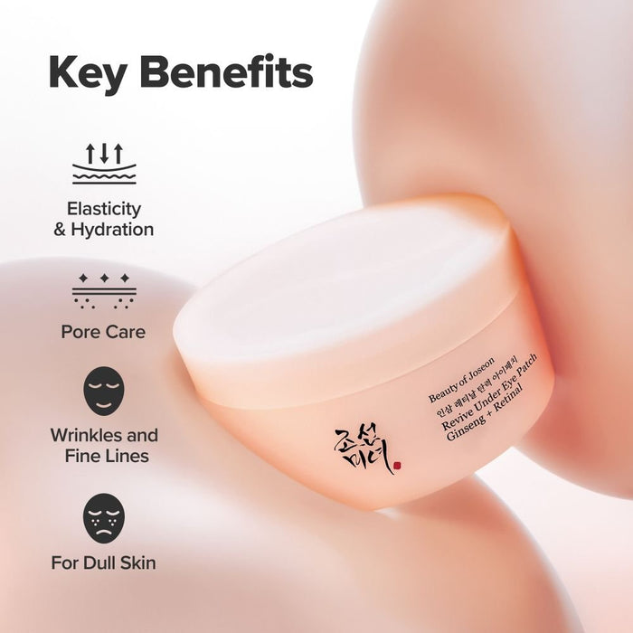 Beauty of Joseon Revive Under Eye Patch: Ginseng + Retinal (60 Patches) رقعة تحت العين من "جمال جوسون ريفايف": الجينسنغ والشبكية - Princess Cosmetics Qatar