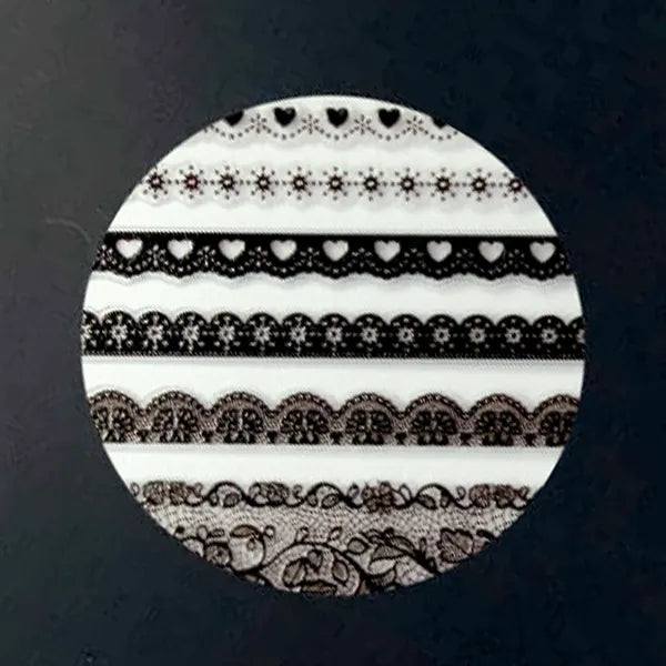 Black Lace Love nail art decals, product shot