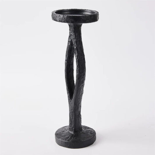 Black polyresin pillar candle holder