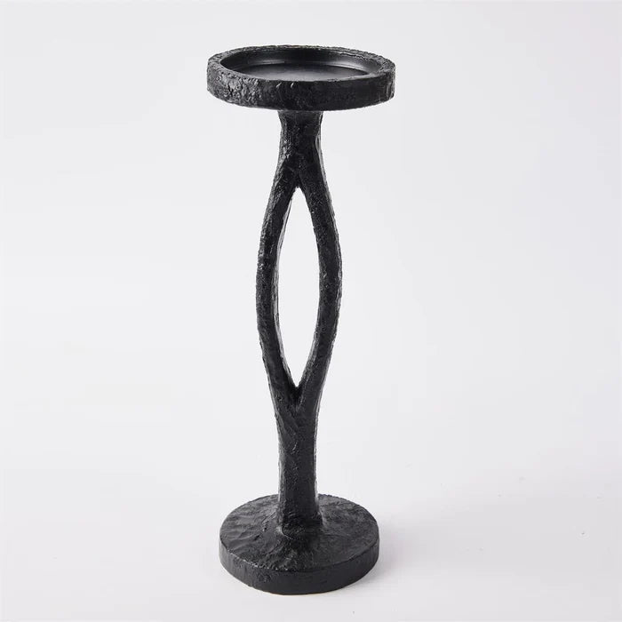 Black polyresin pillar candle holder