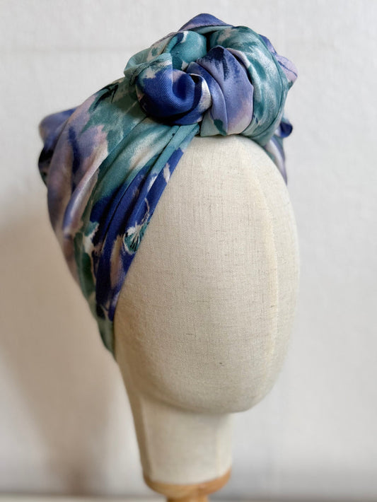 Blue/Purple Abstract Floral Print True Vintage Scarf