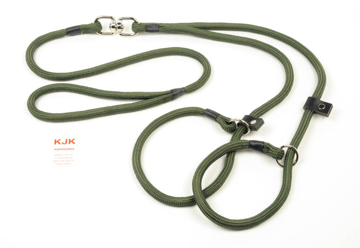khaki braided dog lead for 2 dogs