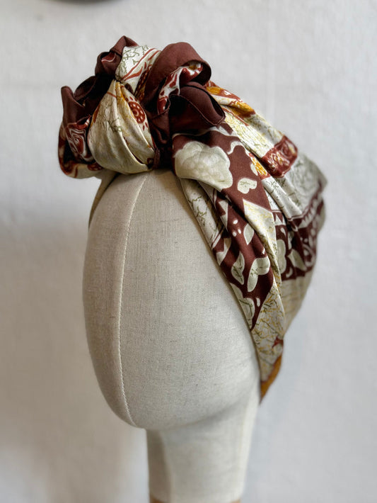 Brown Floral Print True Vintage Scarf