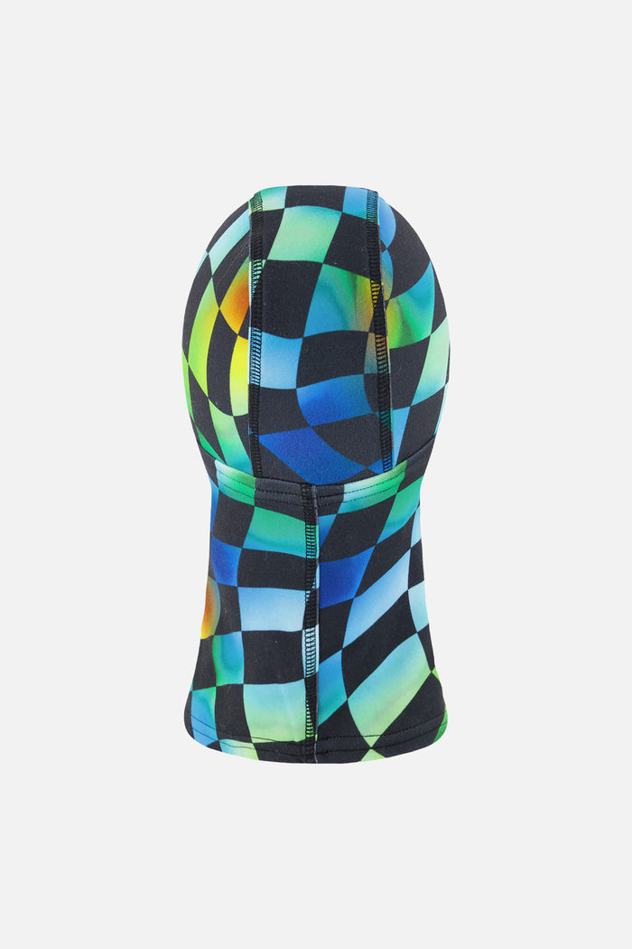 Brushed Jersey Balaclava Blue Checkered Print-2