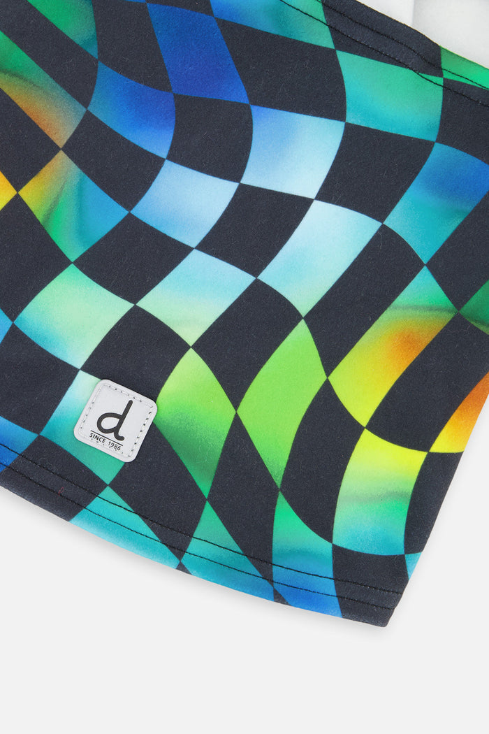 Brushed Jersey Balaclava Blue Checkered Print-3