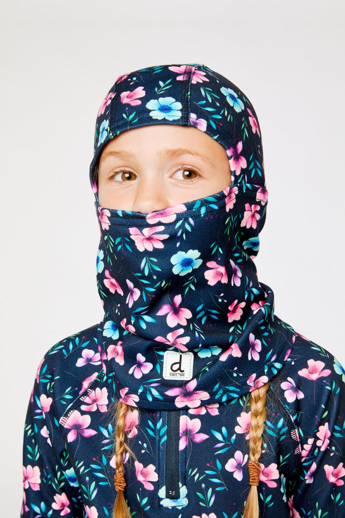 Brushed Jersey Balaclava Blue Floral Print-1