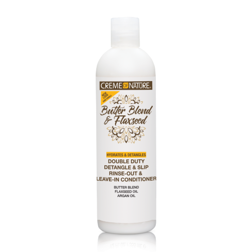 Butter Blend & Flaxseed Double Duty Detangle & Slip Rinse-Out & Leave-In Conditioner 12oz by CREME OF NATURE