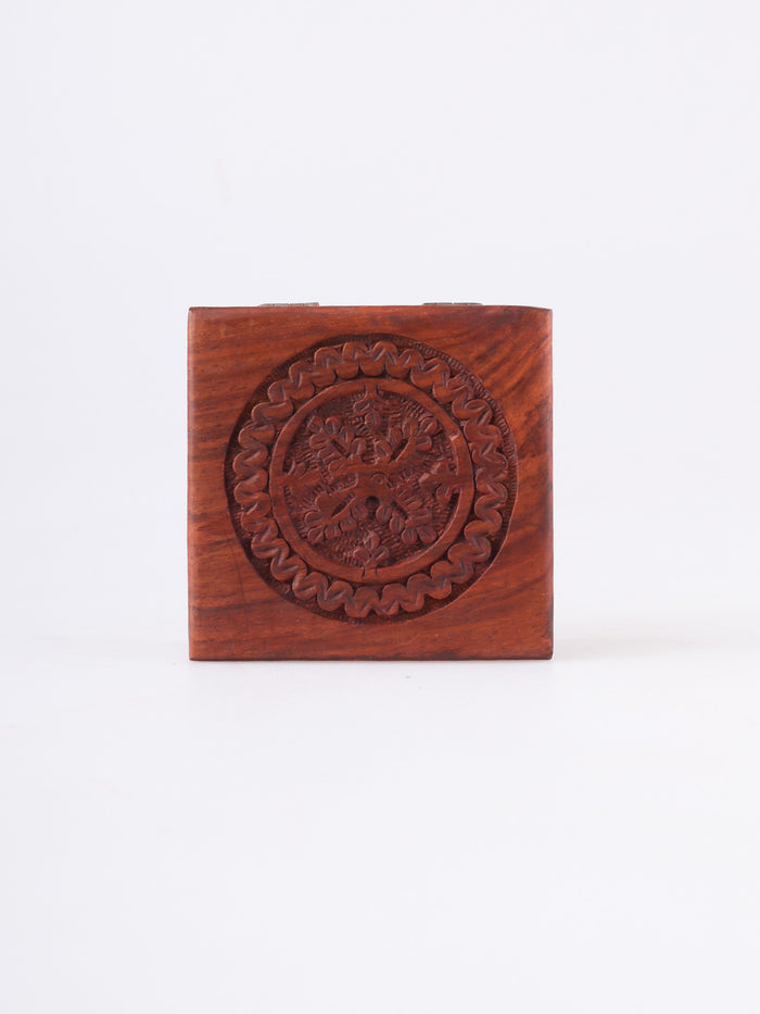 Carved Box Square Shisham Wood | One Colour-Image 2