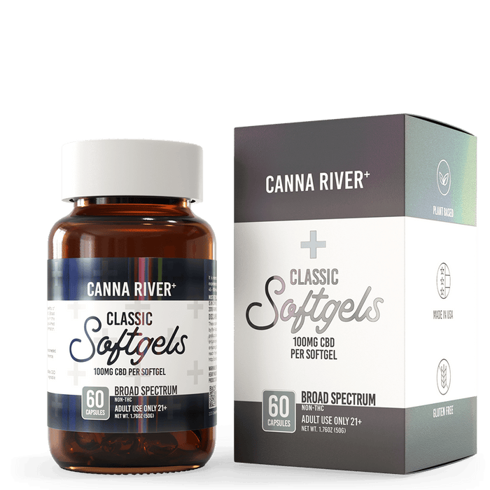 Canna River CBD Classic Softgels Broad Spectrum 100mg CBD 60 count