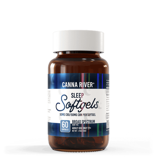 Canna River CBD Sleep Softgels Broad Spectrum 50mg CBD + 50mg CBN 60 count