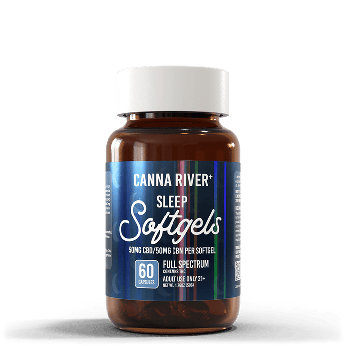 Canna River CBD Sleep Softgels Full Spectrum 50mg CBD + 50mg CBN 60 count