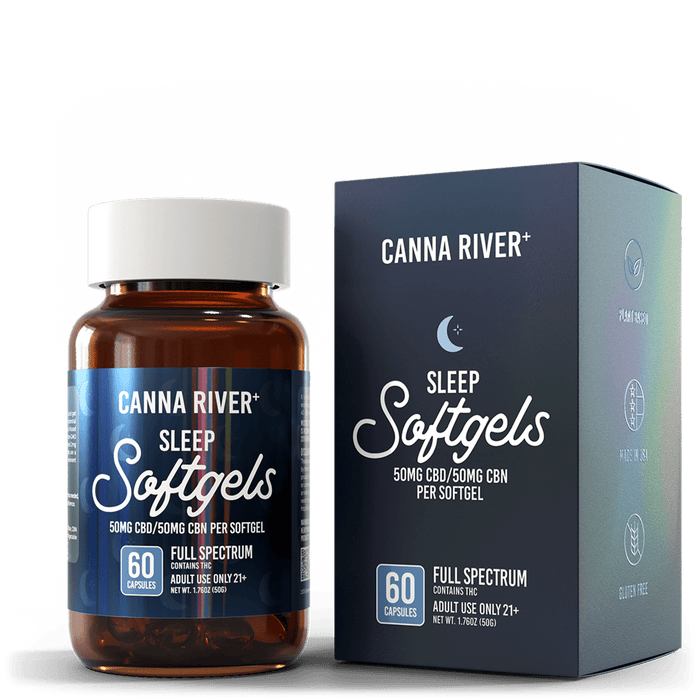 Canna River CBD Sleep Softgels Full Spectrum 50mg CBD + 50mg CBN 60 count