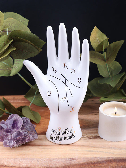 Ceramic Palmistry Hand Ornament | White-Image 1