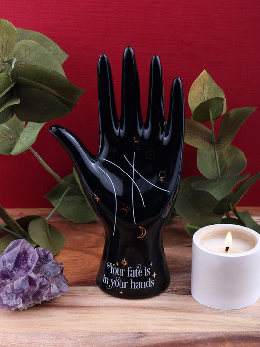 Ceramic Palmistry Hand Ornament | Black-Image 1
