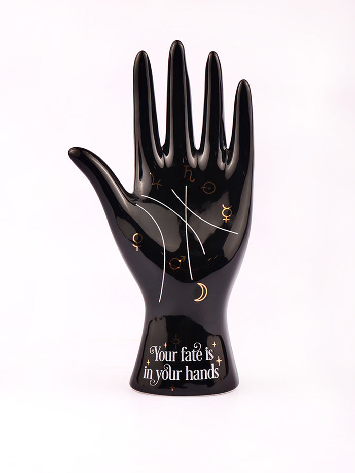 Ceramic Palmistry Hand Ornament | Black-Image 2