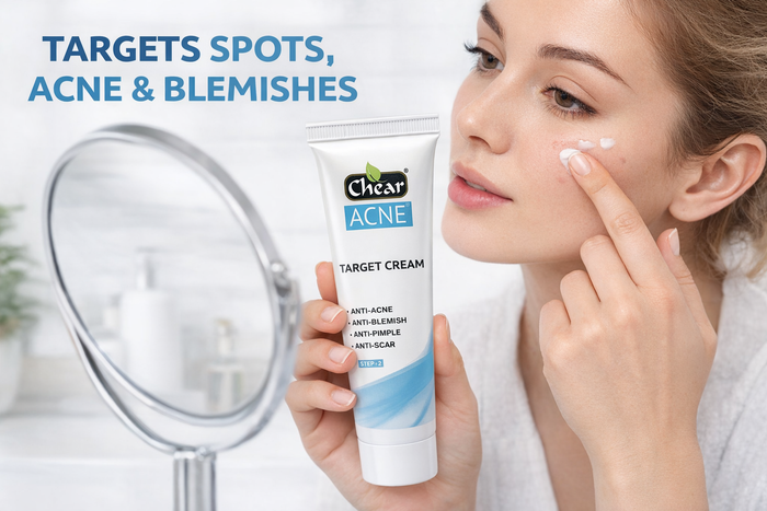 Chear Acne Target Cream 50ml – Salicylic Acid Spot Treatment with Aloe Vera, Tea Tree & Neem | Clear Skin Fast