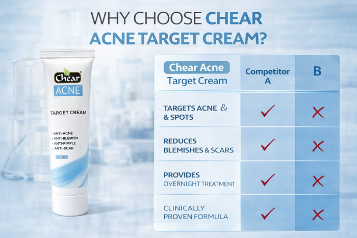 Chear Acne Target Cream 50ml – Salicylic Acid Spot Treatment with Aloe Vera, Tea Tree & Neem | Clear Skin Fast