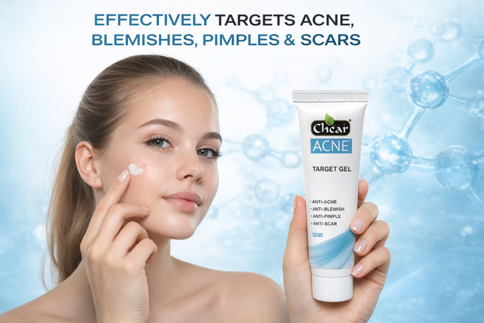 Chear Acne Target Gel 50ml | Salicylic Acid Spot Treatment with Aloe Vera, Neem & Lemon | Fast-Acting Acne & Blemish Gel UK