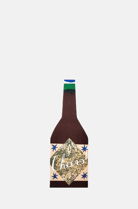 Hadley Paper Goods Cheers Bottle Shaped Card.