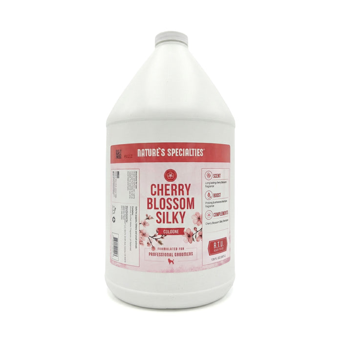 Gallon container of Nature's Specialties Cherry Blossom Silky cologne on a white background