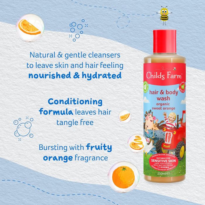 Childs Farm Organic Sweet Orange  Kids Hair & Body Wash 250ml  (T)