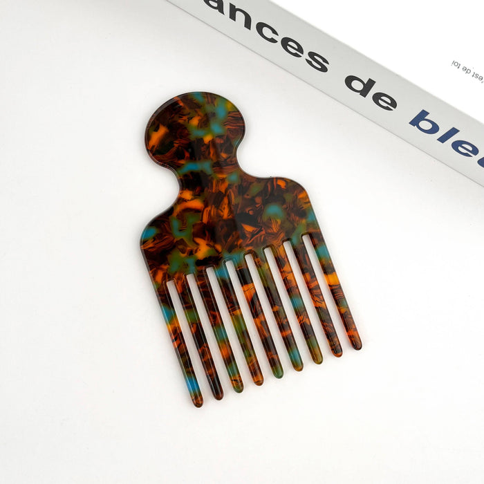 Classic Colored Acetate Comb: Light Coffee Blue