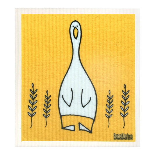 Compostable sponge cloth with a duck design.