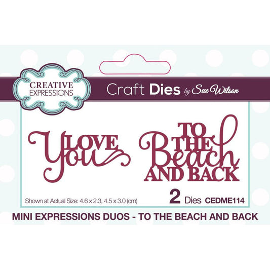 Creative Expressions - Craft Dies By Sue Wilson - Mini Expressions Duos - To The Beach. Dies are perfect for cards, scrapbooks, journals, gift cards, bookmarks and more. Simply cut the shapes and decorate in your favorite way. Available at Embellish Away located in Bowmanville Ontario Canada.