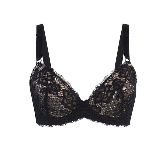 Debbie Lace Organic Cotton and Silk Plunge Bra, front view – Juliemay Lingerie