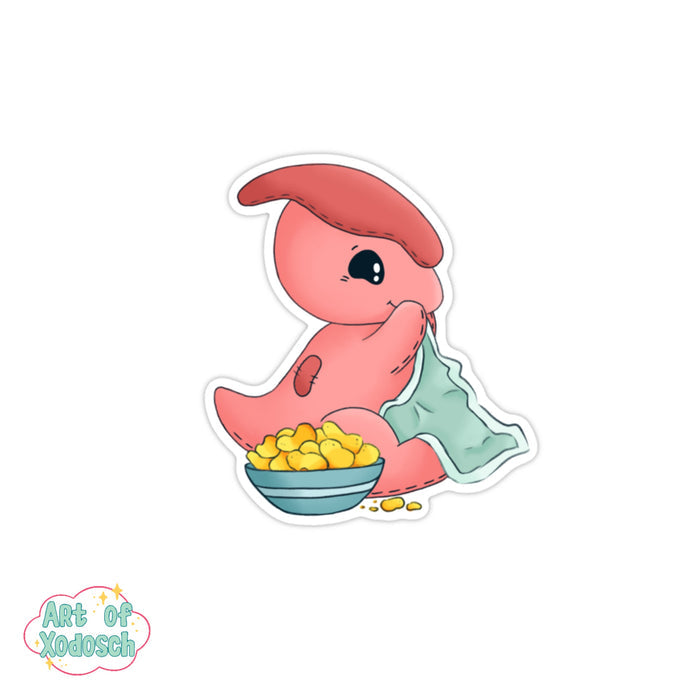 dino eating chips sticker