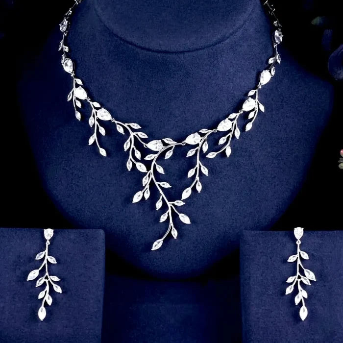 Wedding Jewelry - Cubic Zirconia Vine Bridal Jewelry Set - Available in Silver, Rose Gold and Yellow Gold