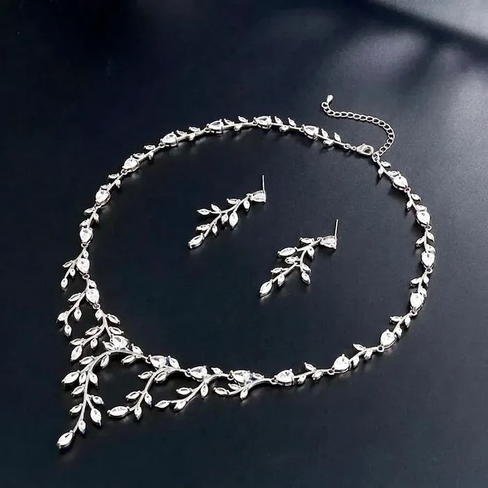 Wedding Jewelry - Cubic Zirconia Vine Bridal Jewelry Set - Available in Silver, Rose Gold and Yellow Gold