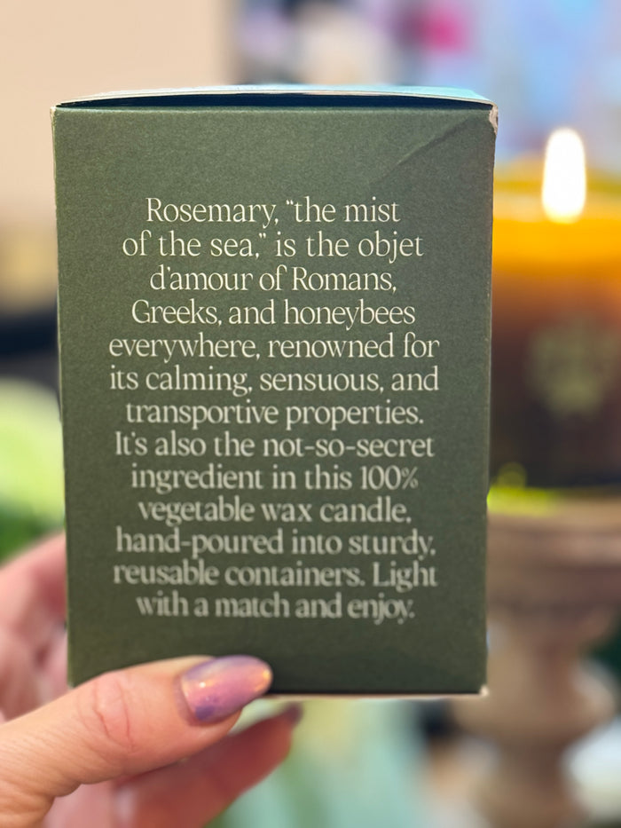 Flamingo Estate rosemary candle, botanical herbal candle, rosemary scented candle, creative clarity home fragrance, Mediterranean herb candle, mental stimulant candle, ancient ritual inspired candle, luxury rosemary candle, Flamingo Estate botanical scent, rosemary cypress fragrance