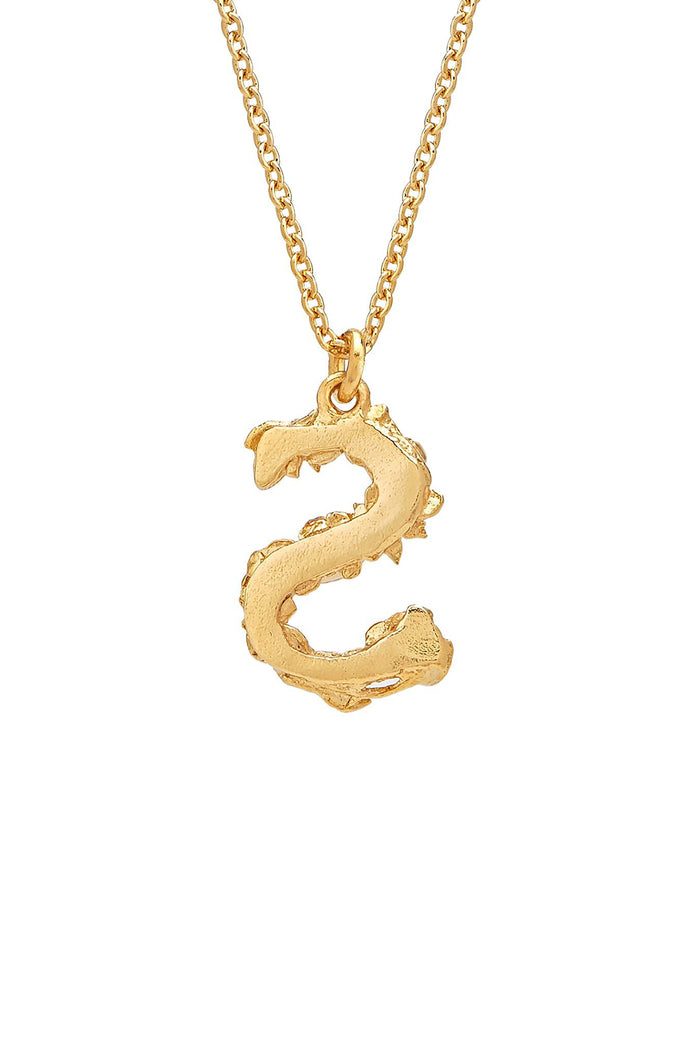 Floral Letter S Necklace Gold Plate